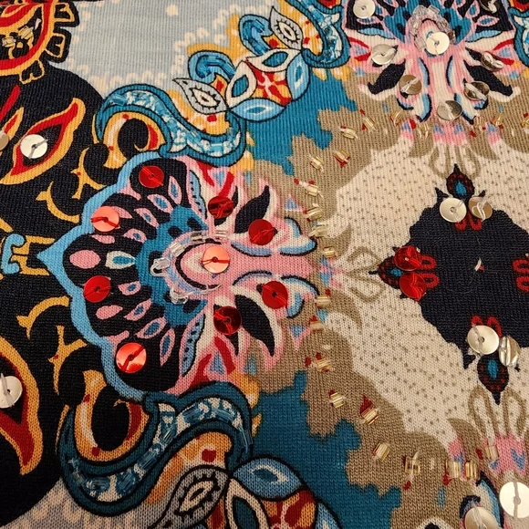 Bila Boho Paisley Print Tank Top with Crochet Hem Size M - Picture 10 of 11